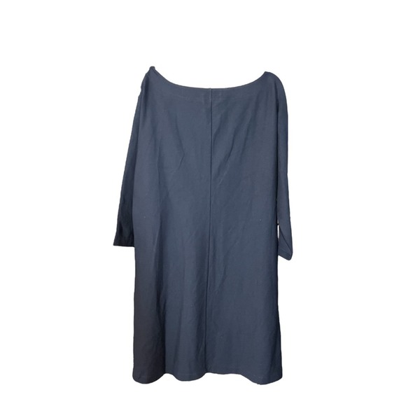 Pearl by Lela Rose Navy Blue Ponte Pearl Sleeve Dress Lg NWT Boat Neck Shift - Picture 2 of 8